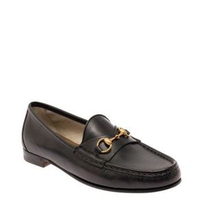 GUCCI Women's Black Loafers WithGold  Horsebit Detail In Smooth Leather size 8.5